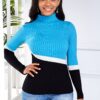 Long Sleeve Turtleneck Contrast Sweater