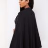 Button Detail Buckle Belted Cape Sleeve Trench Coat